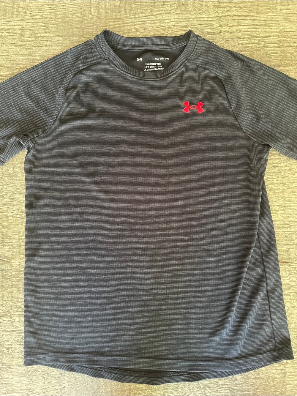 Under Armour Gray Heather Short-Sleeve Performance Tee with Red Logo